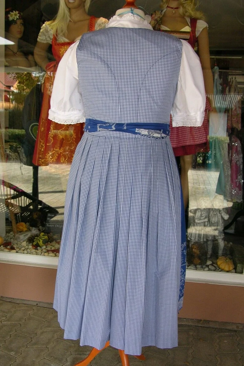 Dirndl Berwin & Wolff, blau, weiß, Midi, Gr. 48, 80cm