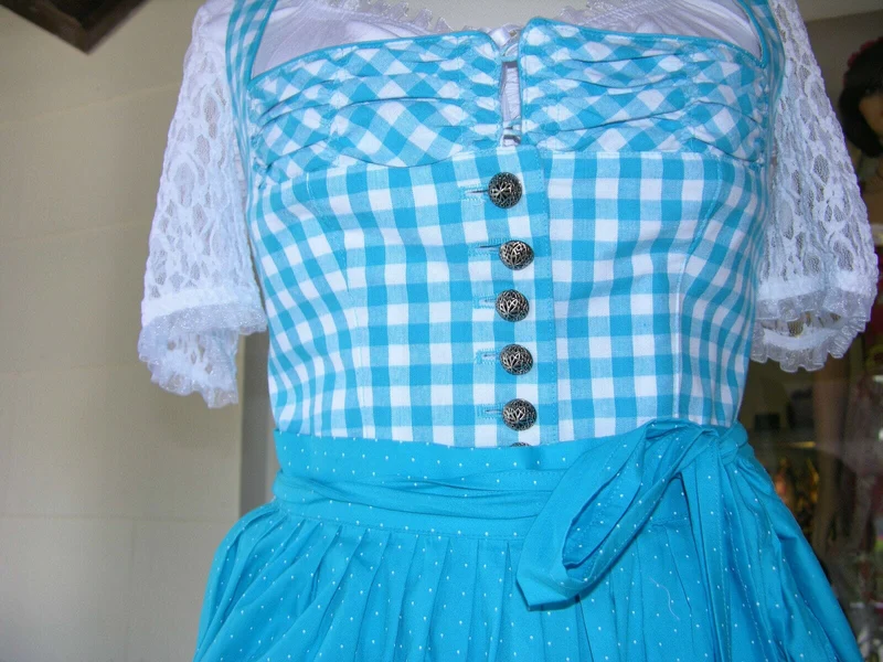 Dirndl Berwin & Wolff, hellblau kariert, Knöpfe 60 cm