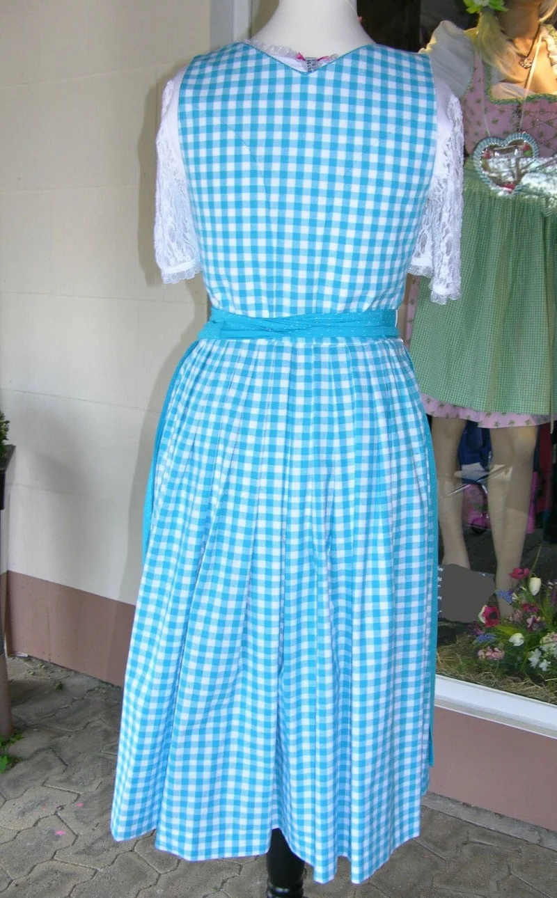 Dirndl Berwin & Wolff, hellblau kariert, Knöpfe 60 cm