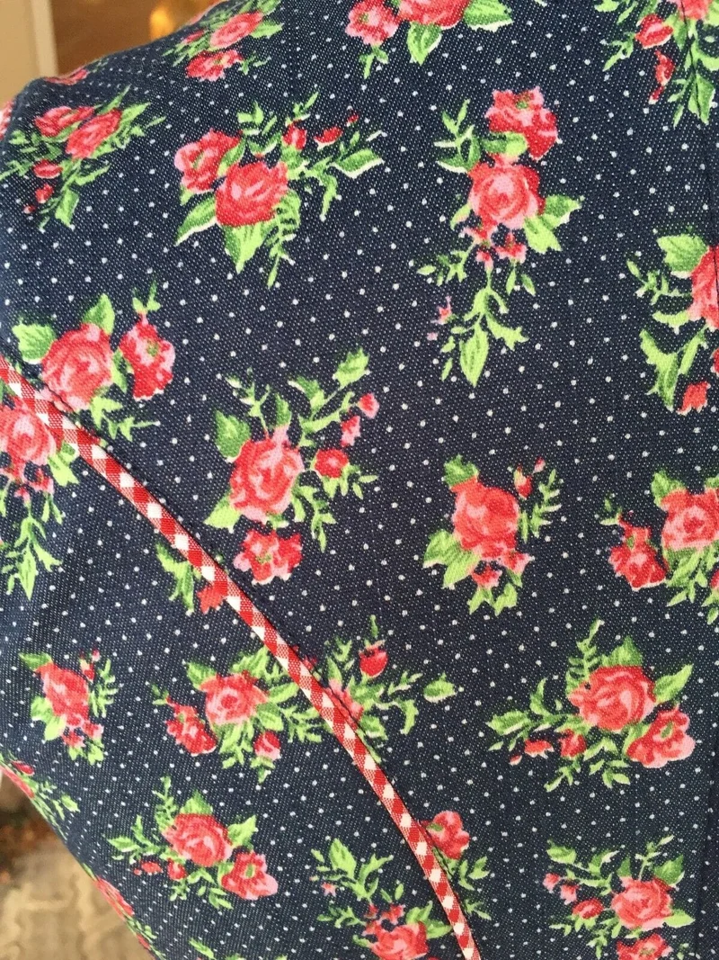 Dirndl Fuchs Trachten, rot, blau, kariert, Midi 60 cm