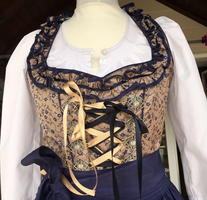 Dirndl Fuchs Trachten, braun, blau, Midi 60 cm