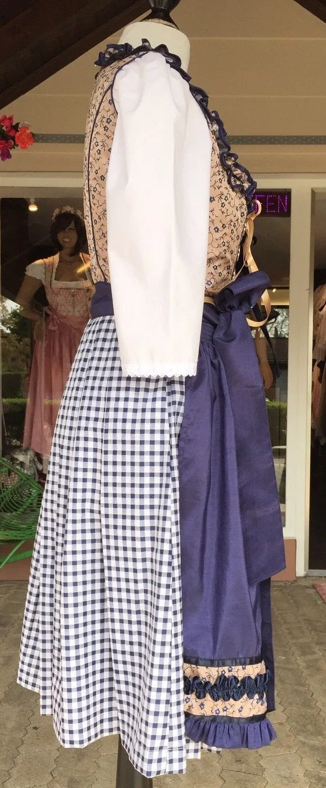 Dirndl Fuchs Trachten, braun, blau, Midi 60 cm