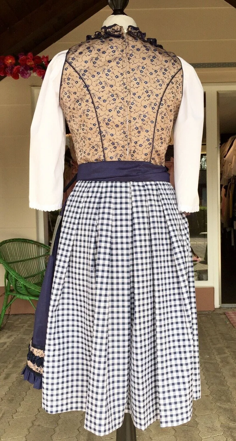 Dirndl Fuchs Trachten, braun, blau, Midi 60 cm