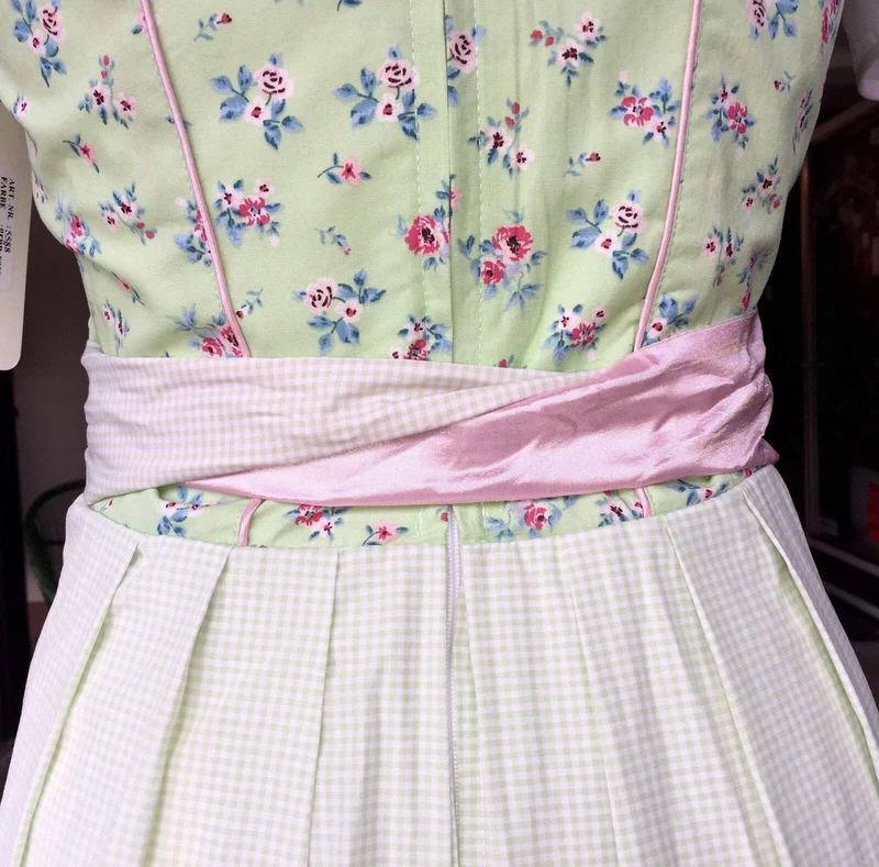 Dirndl Fuchs Trachten, Waschdirndl, grün, rosa, Mini 50 cm