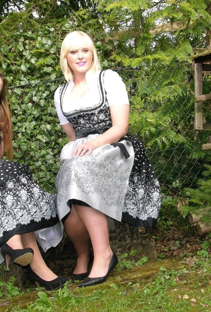 Dirndl Wenger Veronika, schwarz, silber, Baumwolle, Midi 70 cm