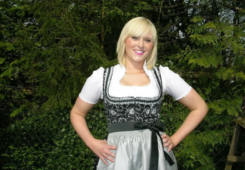 Dirndl Wenger Veronika, schwarz, silber, Baumwolle, Midi 70 cm