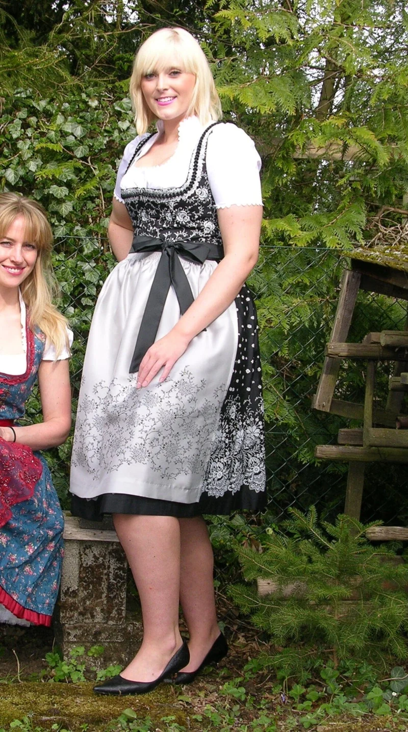 Dirndl Wenger Veronika, schwarz, silber, Baumwolle, Midi 70 cm