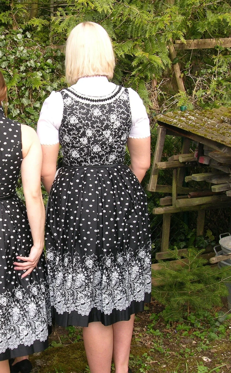 Dirndl Wenger Veronika, schwarz, silber, Baumwolle, Midi 70 cm