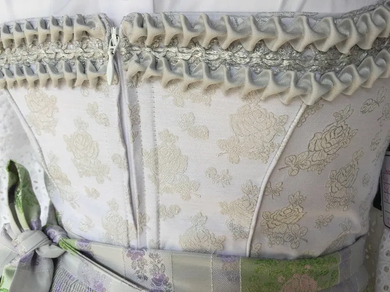 Dirndl Wenger weiß, silber, Brautdirndl, Maxi, 80 cm