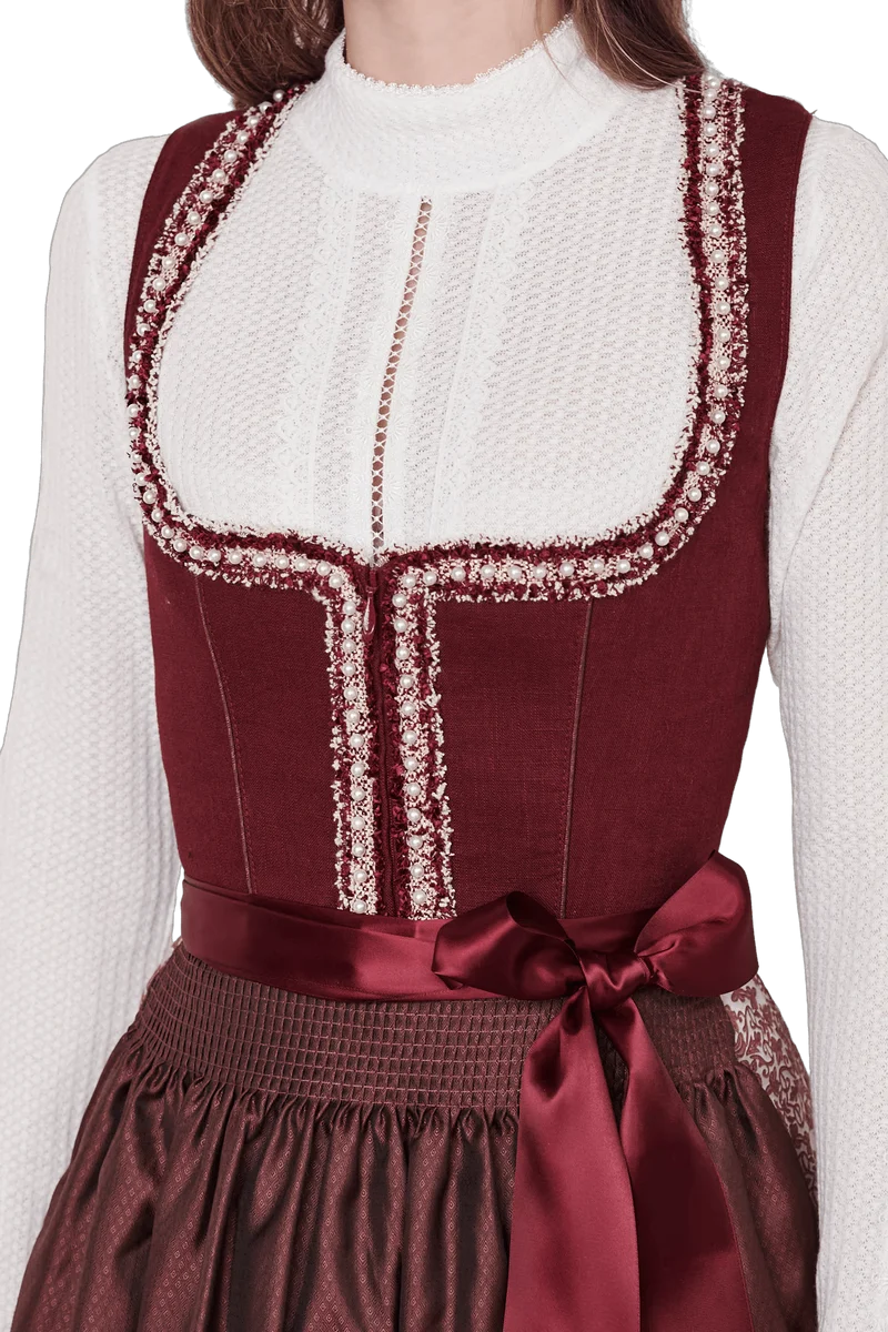 Dirndl Krüger Collection, Berna, Midi 70 cm, bordeaux, rot, Gr. 44