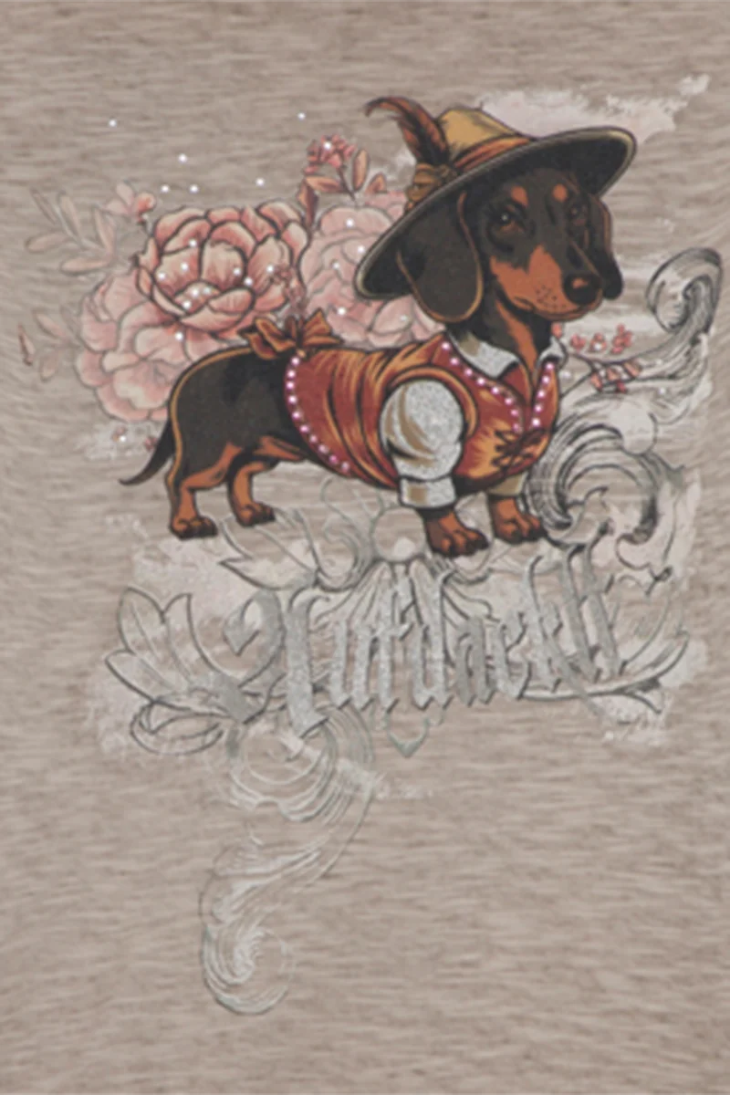 Damenshirt Dackel - grau