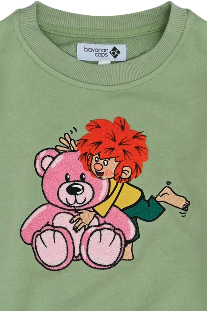 Kinder Pullover mit Frottee-Stickerei Pumuckl und Teddybär