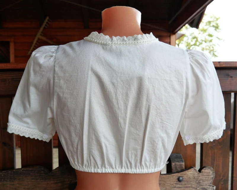 Dirndlbluse Krüger feelings, ecru, Perlen, kurzarm