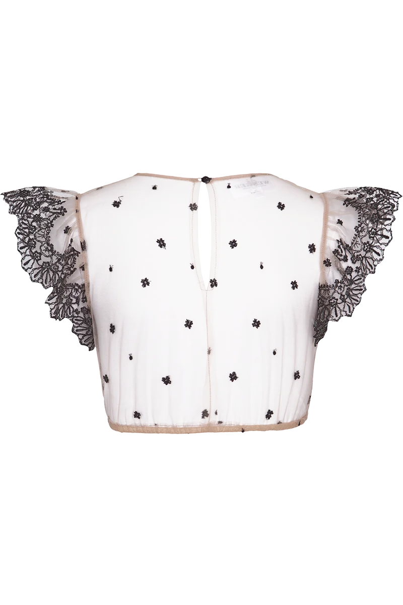 Dirndlbluse transparent mit Flügelärmel