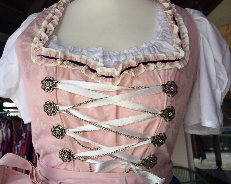 Dirndl Fuchs Trachten, Druckschürze, rosa, Midi 60 cm, Gr. 38