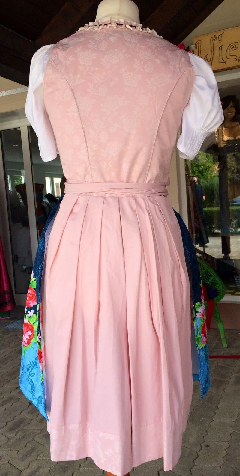 Dirndl Fuchs Trachten, Druckschürze, rosa, Midi 60 cm, Gr. 38