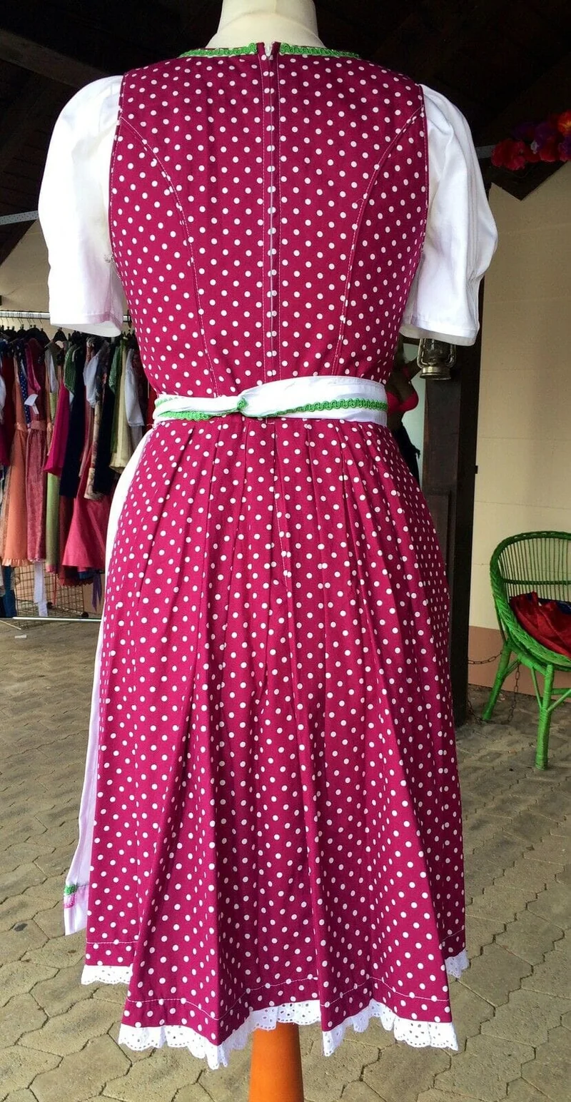 Dirndl Fuchs Trachten, Druckschürze, Pflaume, Midi 60 cm