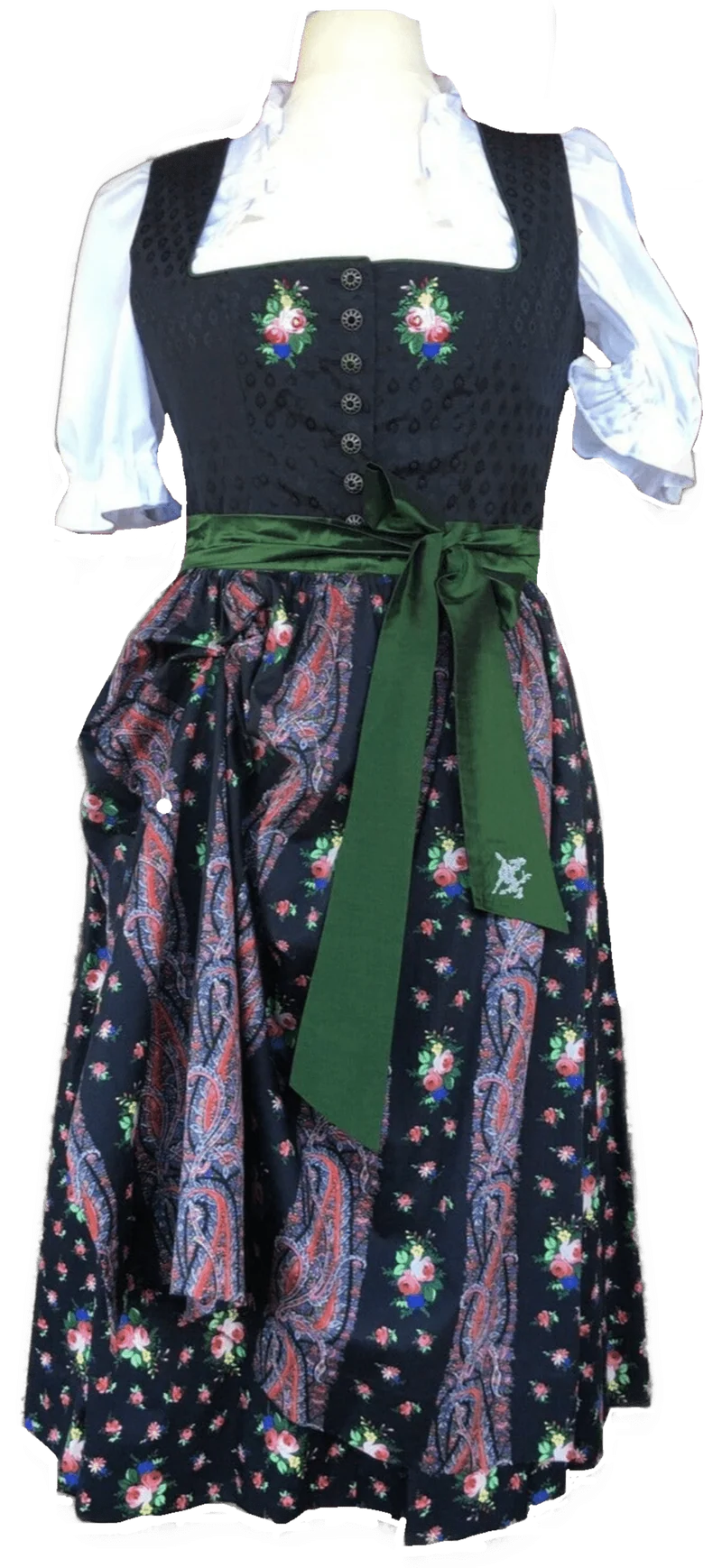 Dirndl Kleid Sportalm, Pasching, schwarz, geblümt, Midi 70 cm