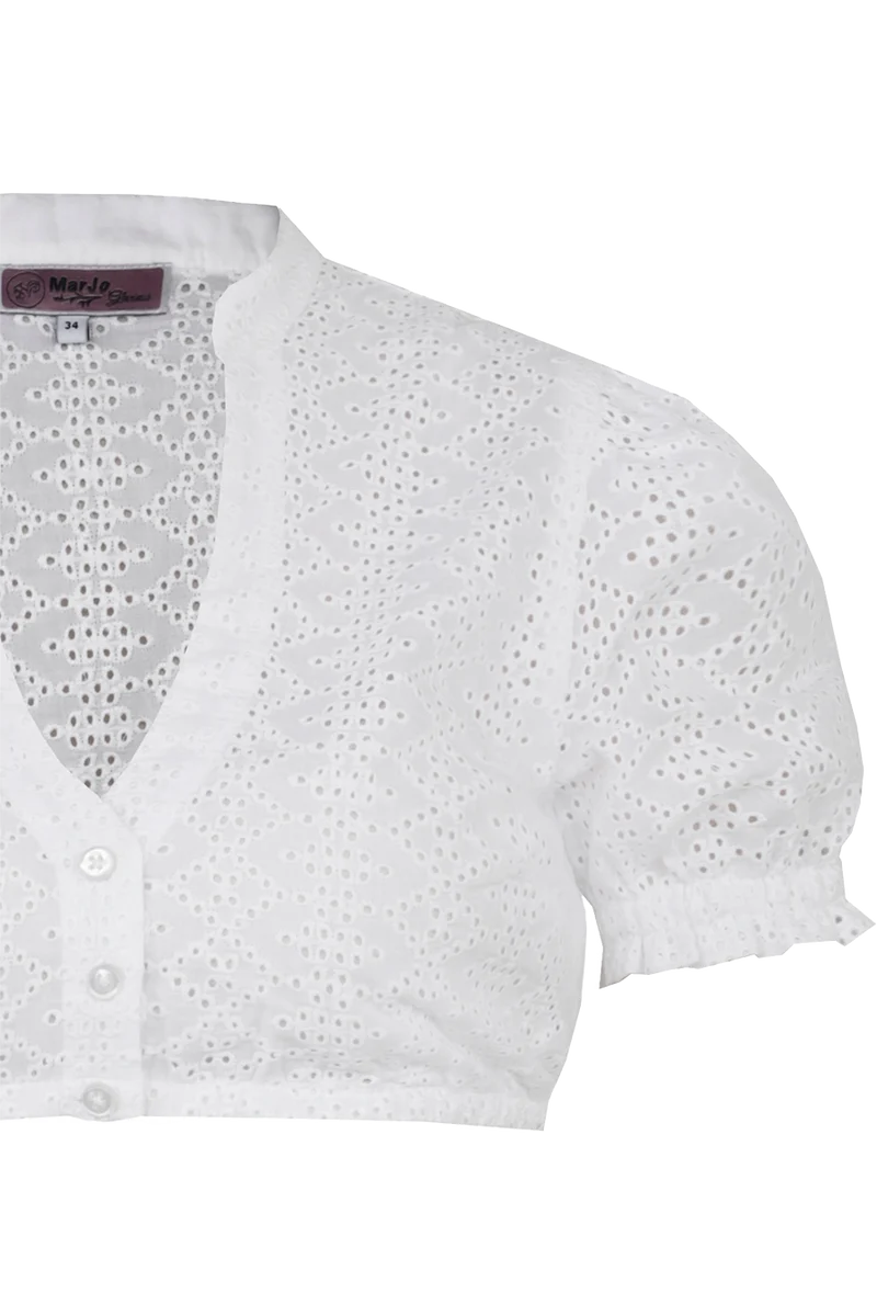 Dirndlbluse mit Lochmuster und V-Ausschnitt