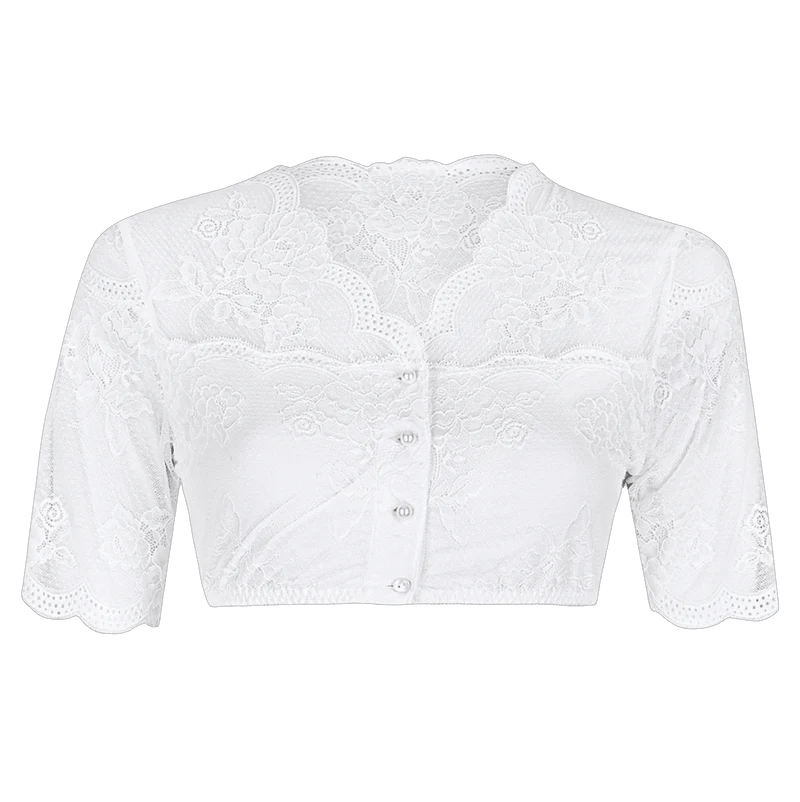 Dirndlbluse Nina von C, Julia, weiß, Spitze, Knöpfe