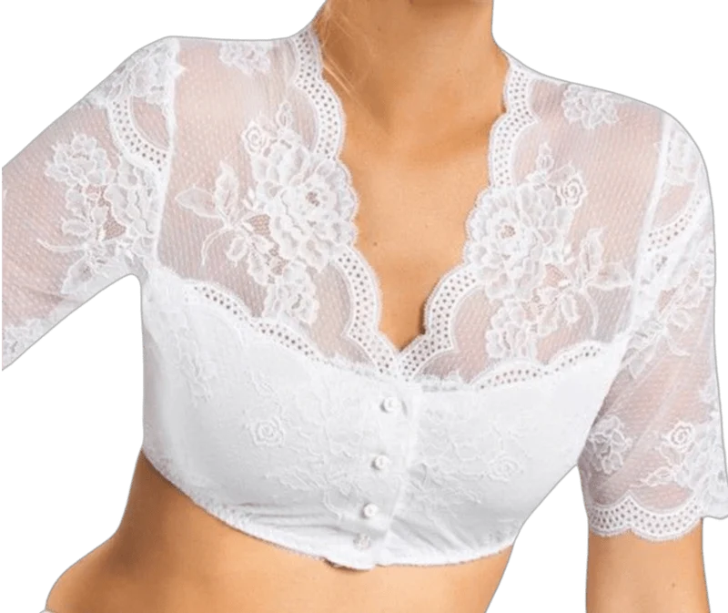 Dirndlbluse Nina von C, Julia, weiß, Spitze, Knöpfe