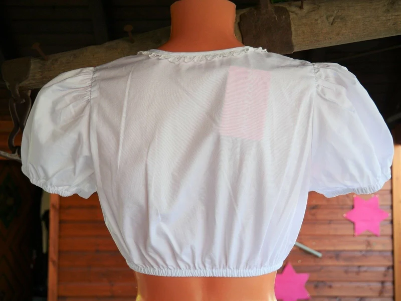 Dirndlbluse Krüger Madl, Blue Hearts, weiß, kurzarm, Gr. 38