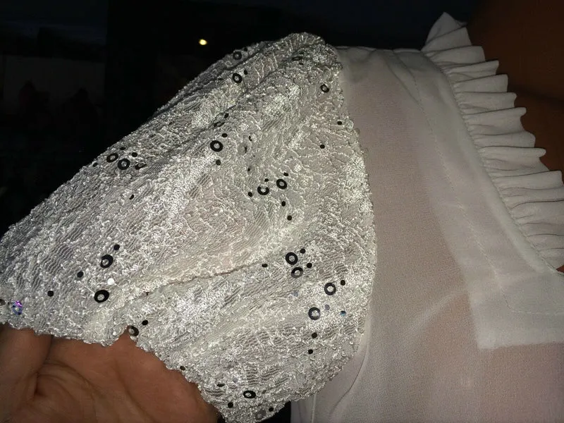 Dirndlbluse Rose Blusen, weiß, Pailletten, Zugband