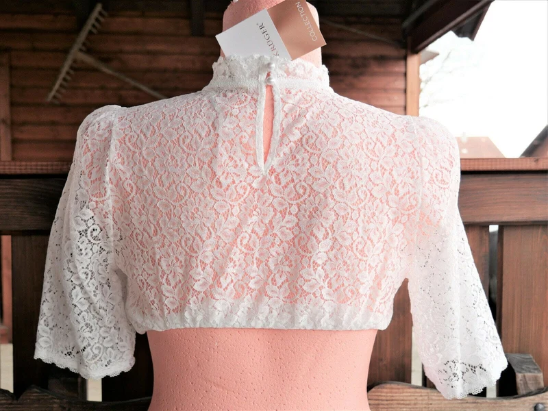 Dirndlbluse Krüger Collections, Ladina, ecru, hochgeschlossen