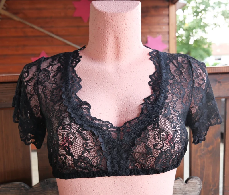 Dirndlbluse Krüger Madl, Cassandra, schwarz, halbarm