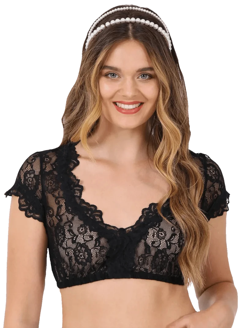 Dirndlbluse Krüger Madl, Carina, schwarz, kurzarm