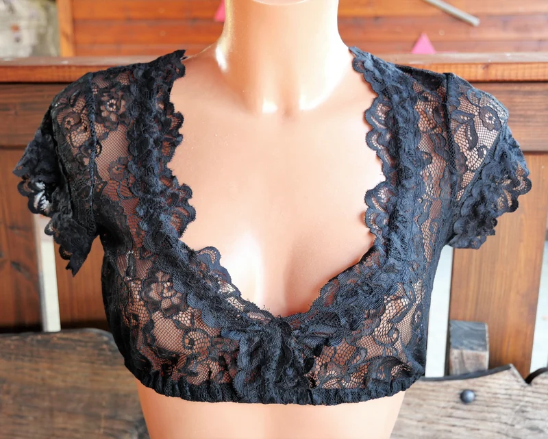 Dirndlbluse Krüger Madl, Carina, schwarz, kurzarm