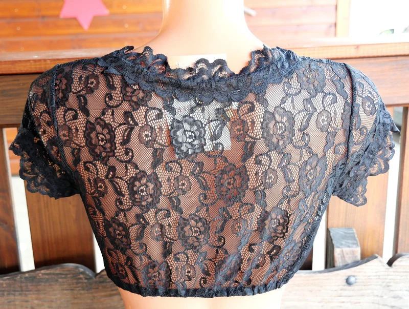 Dirndlbluse Krüger Madl, Carina, schwarz, kurzarm