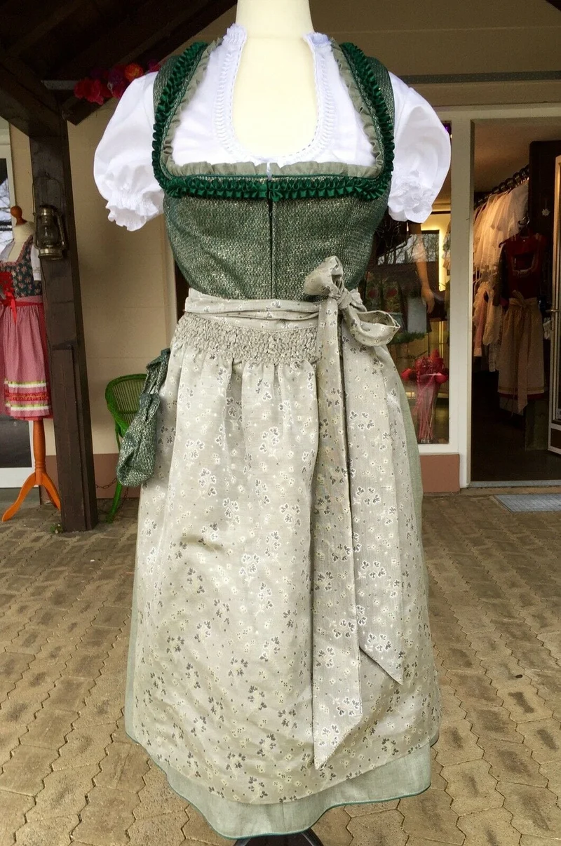 Dirndl Kinga Mathe, Michelle, grün, gold, natur, Midi 70 cm