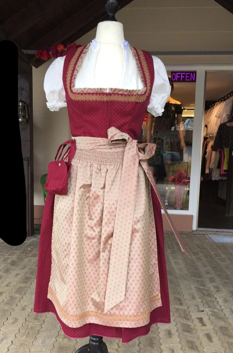 Dirndl Kinga Mathe, Mareen, bordeaux, rot, Midi 70 cm, Gr. 44
