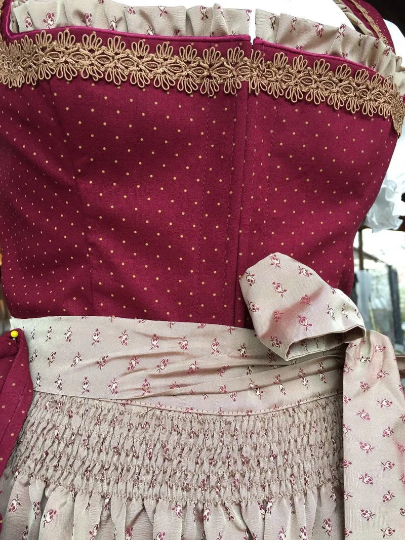 Dirndl Kinga Mathe, Mareen, bordeaux, rot, Midi 70 cm, Gr. 44
