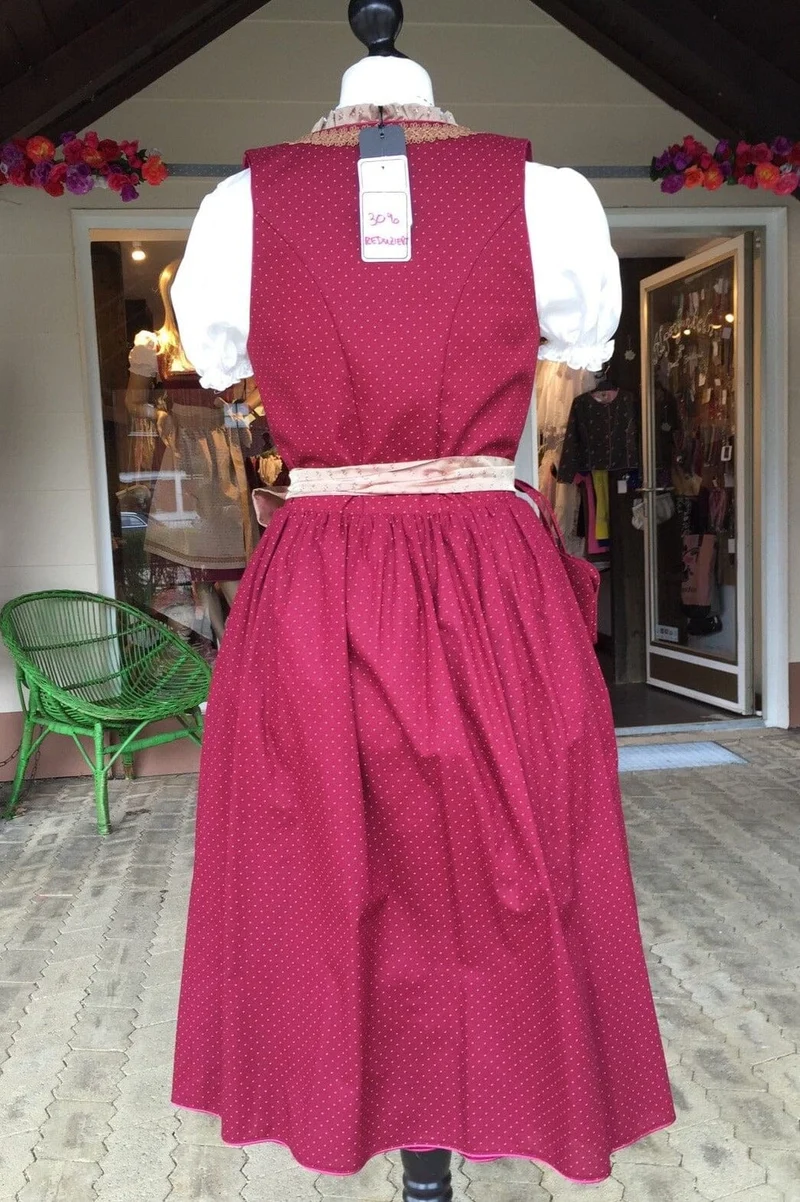 Dirndl Kinga Mathe, Mareen, bordeaux, rot, Midi 70 cm, Gr. 44