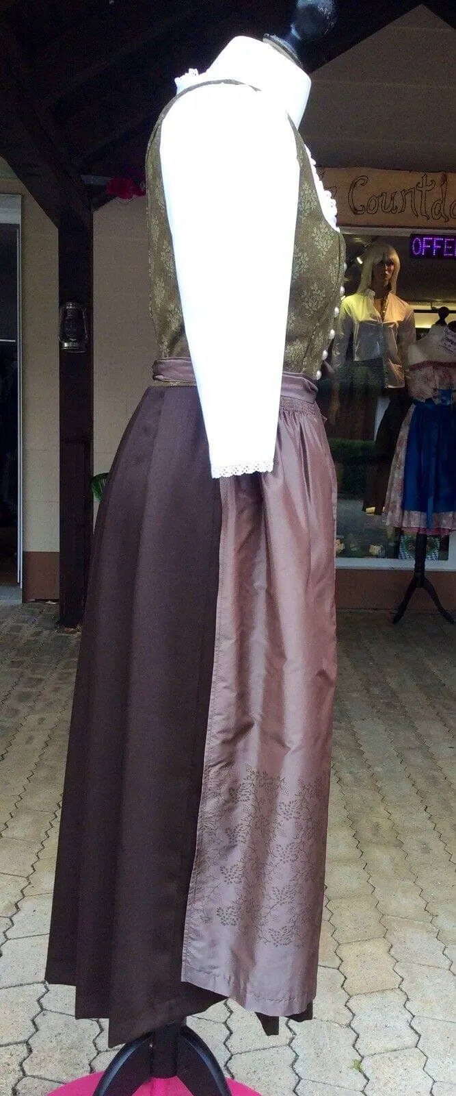 Dirndl Wenger Daria, Winterdirndl, khaki, Maxi 80 cm