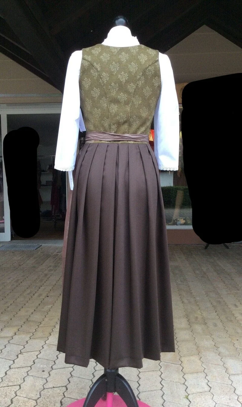Dirndl Wenger Daria, Winterdirndl, khaki, Maxi 80 cm