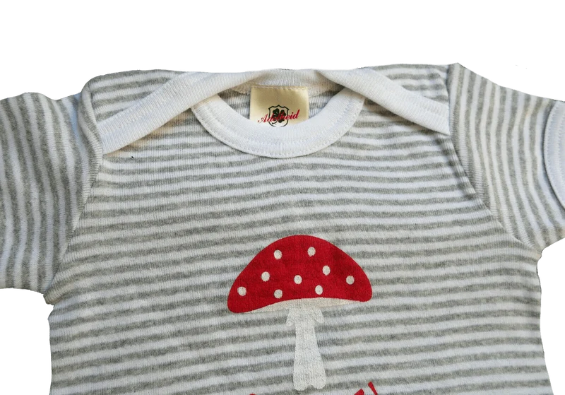 Buam Madl Babybody, Adelheid, Glückspilz, gestreift, grau weiß