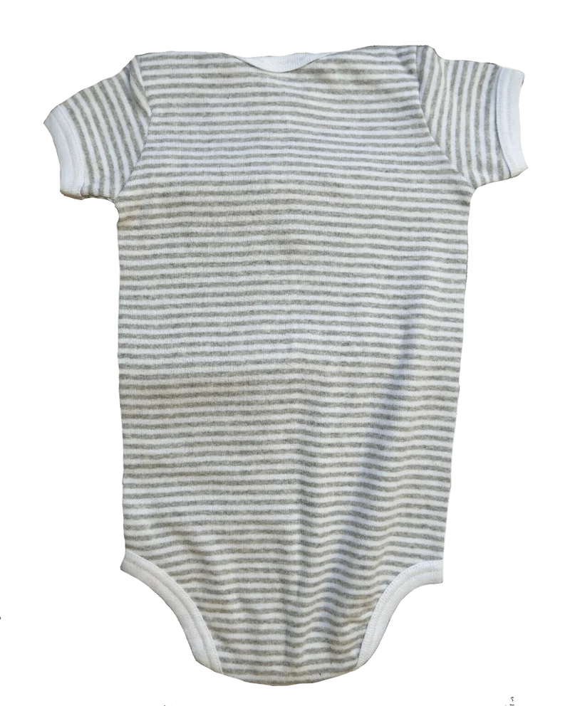 Buam Madl Babybody, Adelheid, Glückspilz, gestreift, grau weiß