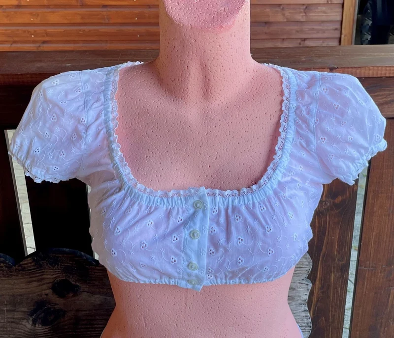 Dirndlbluse Julia Trentini, Lieselotte, weiß, Knöpfe, Lochmuster, Gr. 38