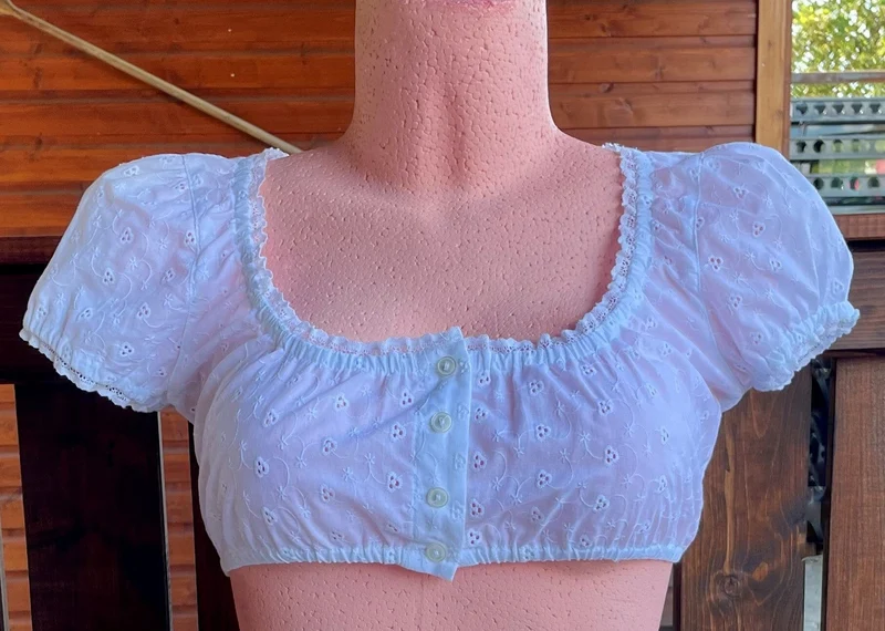 Dirndlbluse Julia Trentini, Lieselotte, weiß, Knöpfe, Lochmuster, Gr. 38