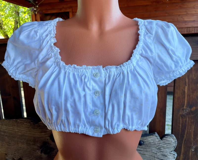 Dirndlbluse Julia Trentini, Lieselotte, weiß, Knöpfe, beige