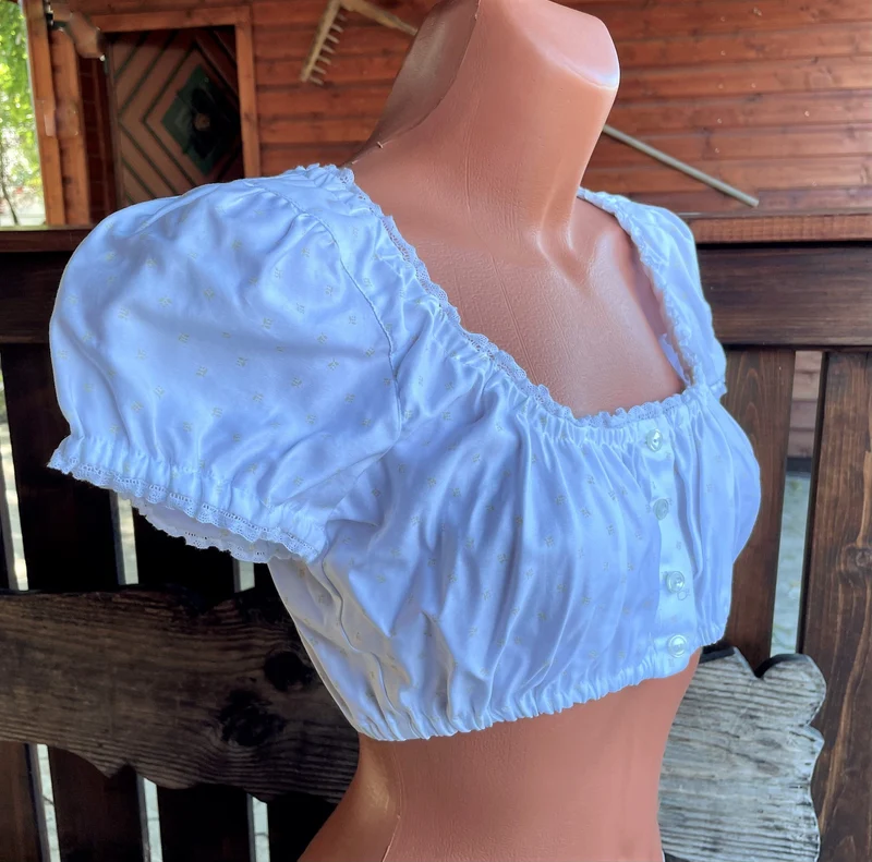 Dirndlbluse Julia Trentini, Lieselotte, weiß, Knöpfe, beige
