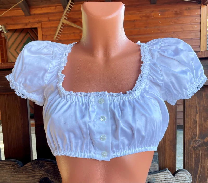 Dirndlbluse Julia Trentini, Lieselotte, weiß, Knöpfe, rosa