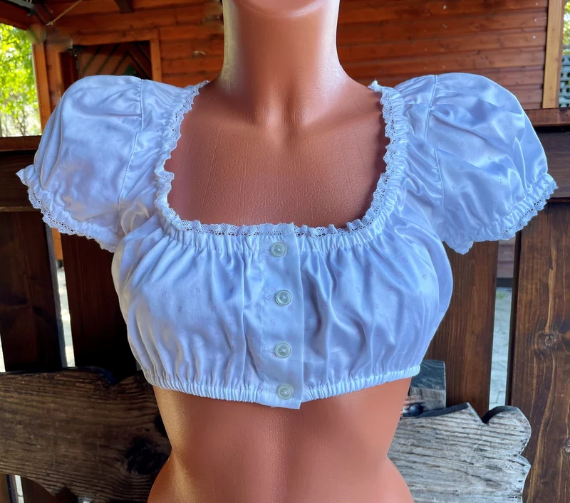 Dirndlbluse Julia Trentini, Lieselotte, weiß, Knöpfe, rosa
