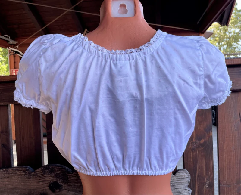 Dirndlbluse Julia Trentini, Lieselotte, weiß, Knöpfe, rosa