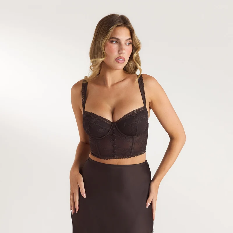 Spitzen-Bralette - Schokolade