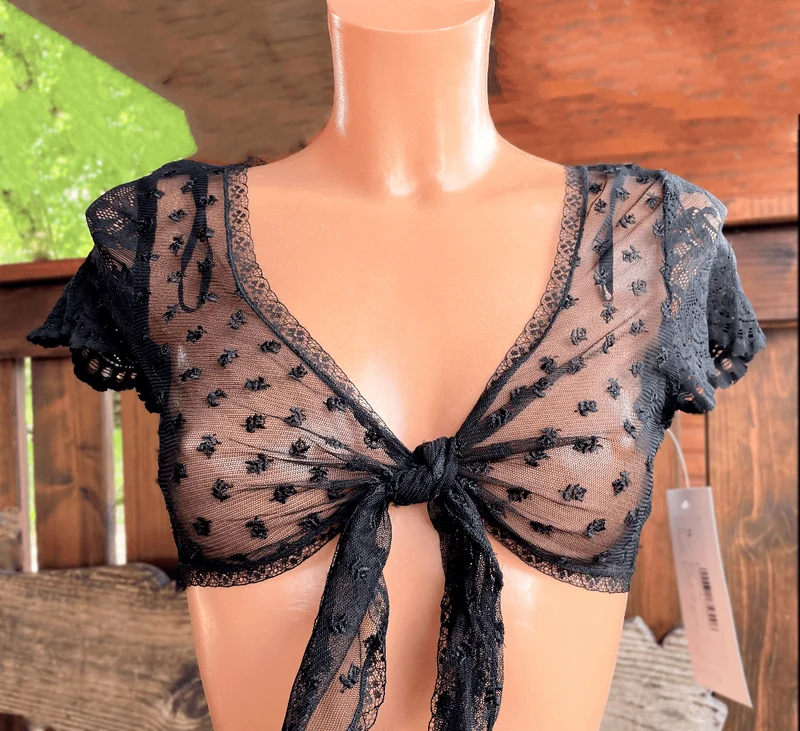Dirndlbluse Sportalm, Mabel, schwarz, kurzarm, V- Ausschnitt