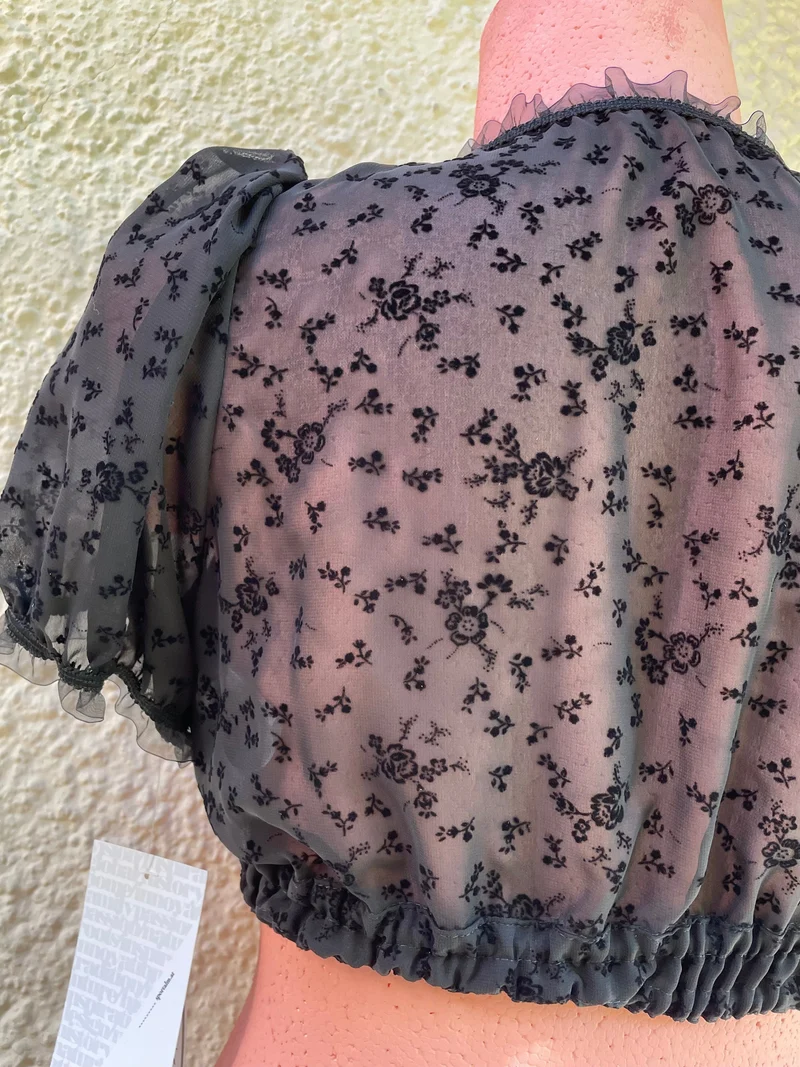 Dirndlbluse Sportalm, Klara, schwarz, kurzarm, V- Ausschnitt, Gr. 40